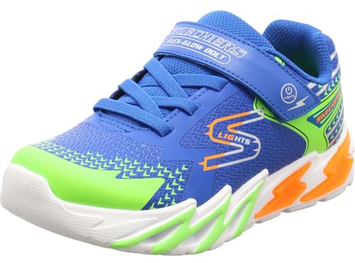 Skechers träningsskor för pojkar, Royal Syntetisk/Textil/Lime, Orange, och, 4 UK, Royal Synthetic Textile lime orange och, 4 UK