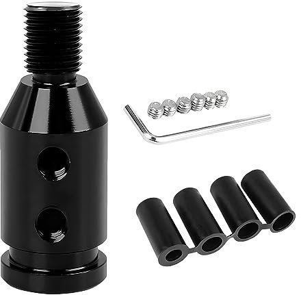 JNNJ Universal Gear Shift Knob Adapter, Car Manual Replacement Gear Stick, Aluminum Alloy Shift Knob Adapter, Auto Shift Knob Adapter for Non Threaded Shifters M12x1.25(Black)