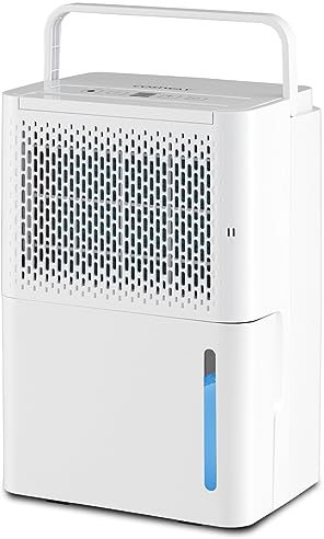 COSTWAY 12L/Day Dehumidifier with Continuous/Drying/Auto Mode, 2.1L Water Tank, 24H Timer, Visible Water Level, Handle, Overflow Protection & Auto Defrost Function for Home Bedroom Damp (12L)