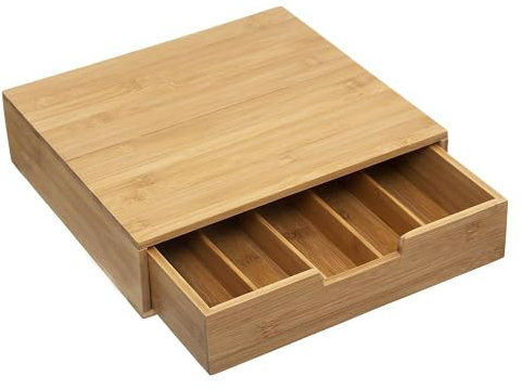 Well Home Porte-capsules avec 1 tiroir en bambou 34,5 x 30,5 x 8 cm