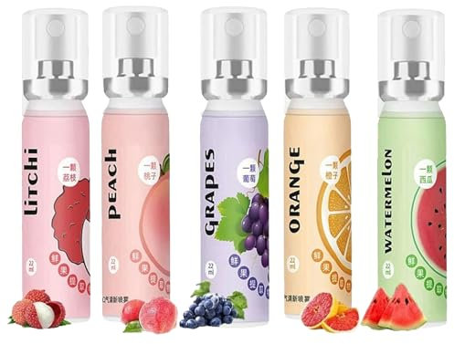 Fruit Oral Breath Spray,Portable Moisturizing Fruit Flavor Oral Breath Spray,Fresh Breath Spray Fruit,Fruit Bad Breath Treatment,Fruit Spray for Bad Breath,Mouth Freshener,5PC