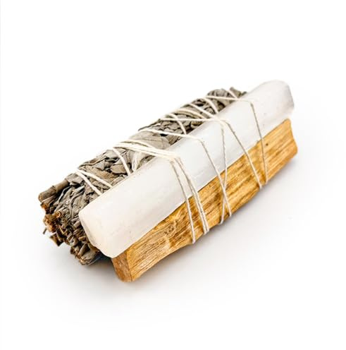 AROMASENSES | Salvia White Atadillo + Natural Santo Stick + Selenit | Naturlig vit salvia giftfri, miljövänlig | Energirengöringssats för hem och mer utrymme | skydd och läkning