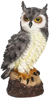 Outdoor Owl Decor - Lifelike Garden Figure, Resin Animal Sculpture | Natural Predator with Fierce Expression, Realistic Bird Statue for Roof, Pond, Patio, Lawn, Fireplace, Balcony, Dispute