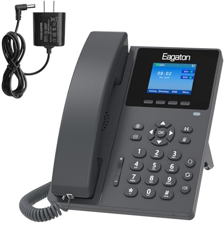 Eagaton T52GP IP Phone, 2.4 Color Display, 2 SIP Accounts VoIP Phone, Dual Gigabit Ports, HD Voice, 6-Party Conference, PoE Supported, Includes Power Adapter for Business&Home Office(NOT LANDLINE)