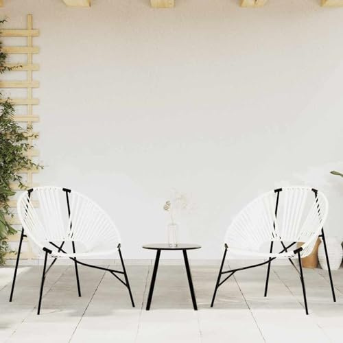 Mengtu Garden Chair Set 3 pcs, Outdoor Patio Seating with PE Rattan and Powder Coated Steel Frame, Black and White, ZSSCB UK4009293UK for Group Garden Gatherings and Leisure Activities