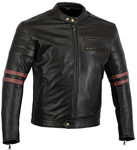 Bikers Gear UK veste de Moto couleur Black & Oxblood en cuir travaille Blouson modèle Café Racer Hybrid avec Protection approuvées CE - Large