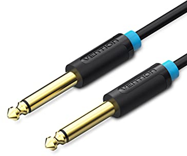 VENTION AUX-Gitarren-Mono-Klinkenstecker, 1/4 TS-Kabel, 6,35 mm auf 6,35 mm, Audiokabel, unsymmetrisch, Gitarren-Patchkabel/Instrumentenkabel, Stecker auf Stecker, mit Zinklegierungsgehäuse (1,5 m)