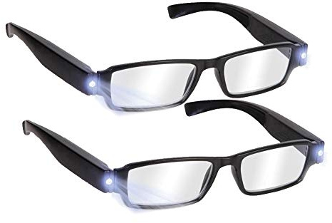 DuanMei Bright LED Readers with Lights Reading Glasses Lighted Magnifier Nighttime Reader Compact Full Frame Eyewear Clear Vision Unisex Clear Vision Lighted Eye Glasses,+1.5