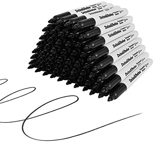 Dabo&Shobo 60 Pack Black Permanent Markers, Fine Point, Assorted Colors, Works on Plastic,Wood,Stone,Metal and Glass for Doodling, Coloring