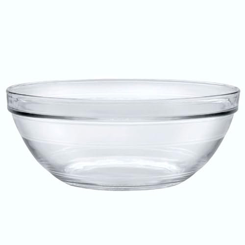Acan Tradineur - Cuenco redondo de vidrio, modelo Lys, bol para mezclar, ensaladera apilable, apto para microondas y lavavajillas, cocina - 26 x 10,5 cm