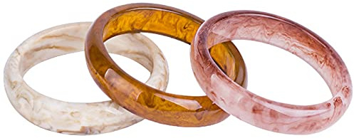 Caiyao 3Pcs Acrylic Resin Tortoiseshell Acetate Plate Cuff Wristbands Geometric Colorful Irregular Stackable Plastic Round Bangle Bracelet Jewelry for Women Teens-Wide