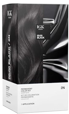 IGK Permanent Hair Dye Color Kit | 2N 00:00 - Black | 100% Gray Color Coverage | Ammonia Free