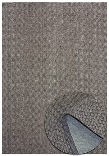 Handweb-Look Teppich - Weich - Skandinavischem Design - Wolle und Polyester - Wohnzimmer Schlafzimmer Esszimmer - Flur - Grau - 160cm x 230cm