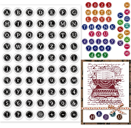 GLOBLELAND Macchina Da Scrivere Alfabeto Timbri Trasparenti Lettera Inglese Numero Sigilli In Silicone Trasparente per Timbri Fai Da Te Scrapbooking Riviste Carte Decorative Creazione di Album