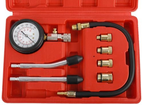 BOOMSTART 8PCS Petrol Engine Cylinder Compression Tester Tool Kit, M10/M12/M14/M18 Compression Gauge Pressure Test Diagnostic Tool Set, Automotive Tool for Car Motorcycle