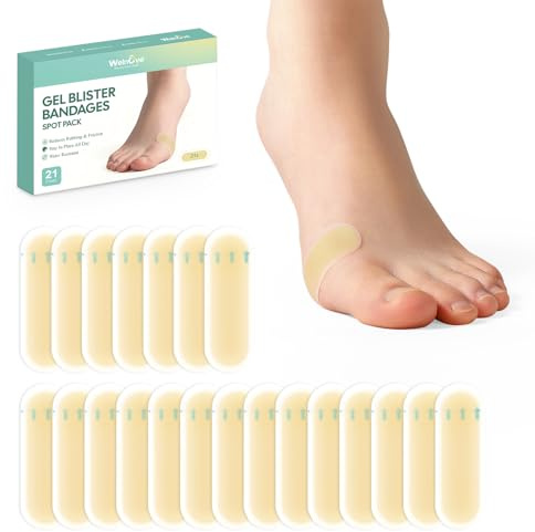 Welnove Gel Blister Wraps Hydrocolloid Wraps - 21 Count Blister(Bunion Pack) - Blister Wraps for Heel,Toe and Foot - Blister Pads for Prevention and Recovery