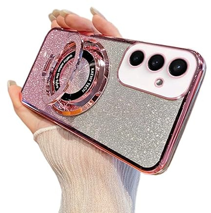 SIYOPINPFY Hülle für Samsung Galaxy Note 10+ Plus Hülle mit Ständer Ring Glitter Funkelnder Diamant Schutzhülle Silikon Dünn Stoßfest Kameraschutz Handyhülle für Samsung Galaxy Note 10+ Plus, DS Rosa