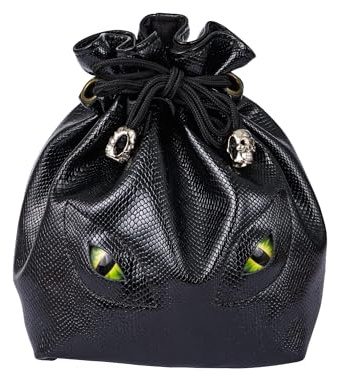 KSNDie DND - Bolsa grande de cuero para guardar dados, bolsa de almacenamiento de dados negra con cordón y bolsillos para juegos de mesa RPG MTG, puede contener más de 200 dados poliédricos