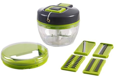 FREMON Tritatutto Manuale, 6 IN 1 Mandolina, 520 ml Mini Schiaccia Piccolo con Lame Intercambiabili, Affetta Verdure Ideale Accessori Cucina - Tagliaverdure per Patate, Cipolla, Frutta, Formaggio