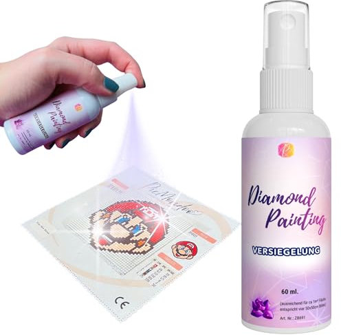 Picmondoo Diamantmalerei-Sprühversiegelung (60ml), Diamond Painting Versiegelung für Harzsteine, Perfekt als Diamant Painting Zubehör & Kleber, UV-beständig, Transparent und Kein Pinsel Nötig
