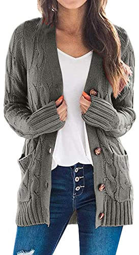 Generisch Cardigan léger manches tricot bohème long patchwork manteau cardigan poches avant pull béret femme tricot