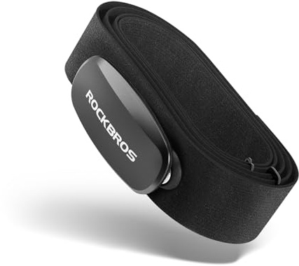 ROCKBROS Monitor Sensor de Frecuencia Cardíaca Bluetooth/ANT+, Monitor de Pulso IP67 Impermeable Correa Elástica para Correr Ciclismo, Compatible con Garmin, Strava, Zwift, Wahoo, Relojes Inteligentes