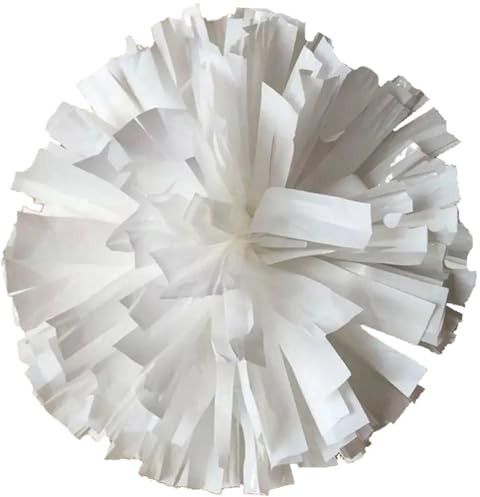 Cheerleading Pom poms, 4 stycken cheerleading-pom poms med ringar på handtaget, 32 cm, cheerleading-pompon, ljusäkta (vit)