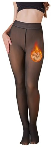 DACONGMING Collant Polaire Femme Effet Transparent Hiver Collant Femme Thermique Legging Chaud Élasticité Taille Haute Fleece Tights Collants Thermiques Slim Mode Leggings Chaleureux