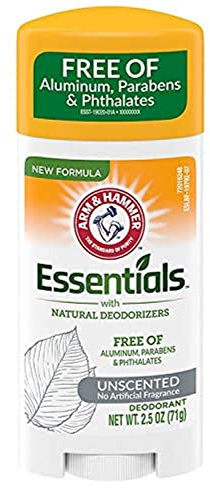 Desodorante sólido ARM & Hammer Essentials, sin perfume, 2.5 onzas (paquete de 3)