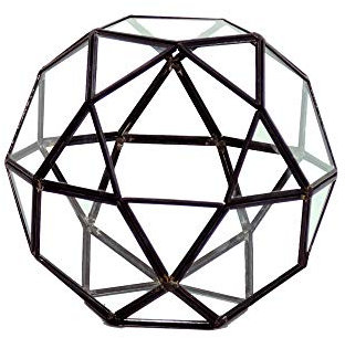 WGV geometriskt glasterrarium, Icosiddecahedron komplicerad mångfasett, svart 17,78 cm inkluderar glasrengöringsduk