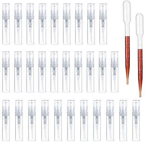 LUCKNIGHT 30 pezzi profumo bottiglie di campione, 3ml boccetta profumo dispenser ricaricabile, portable mini refillable perfume empty spray