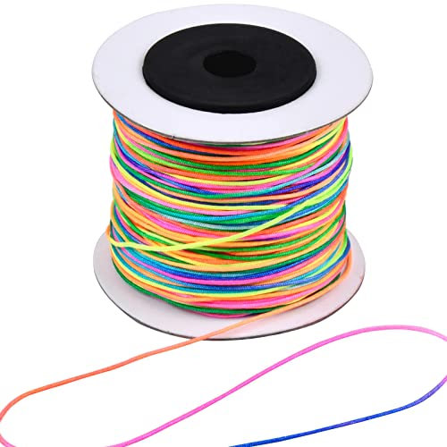 Mikihat Cordón de Color para Pulseras, 100 m Cordones de Abalorios,Hilo de Colores para Bricolaje Se Utiliza para Pulseras,Bricolaje,Collar, Manualidades e El cabello Trenzado (100 m, 0.8 mm)