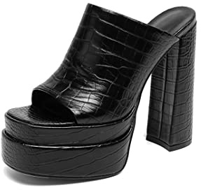 aanieshoeya Mules Donna Pelle for Women Eleganti Sandali Tacco Alto con Plateau Estive Nero 40CN 39EU 25cm
