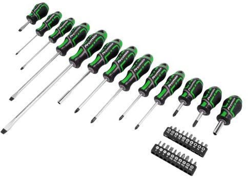 Sealey 33pc GripMAX® Screwdriver & Bit Set - Hi-Vis Green - AK4370HV