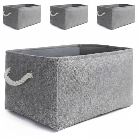 Mangata Stoff Aufbewahrungskorb für Schrank, Mehrere Größen und Farben, Regalkörbe Aufbewahrungsbox, 4er Pack (Grau, Groß)
