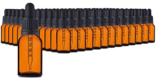 HandsUnity Bottiglia per pipetta 15ml-156pcs Piccola bottiglia di vetro - Set di spot per farmacista in vetro ambrato con tappo per pipetta nero inclusi accessori 5pcs Bottiglie di vetro marrone