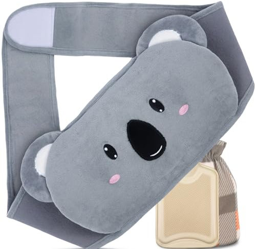 Fesaizwi Wärmflaschengürtel XXL130CM Koala Wärmflasche Gürtel 3in1 Wärmflasche mit Bezug 1L Wärmeflasche Wärme Koala Tier Hot Water Bottle Perfekt für Rücken Bauch und Nacken