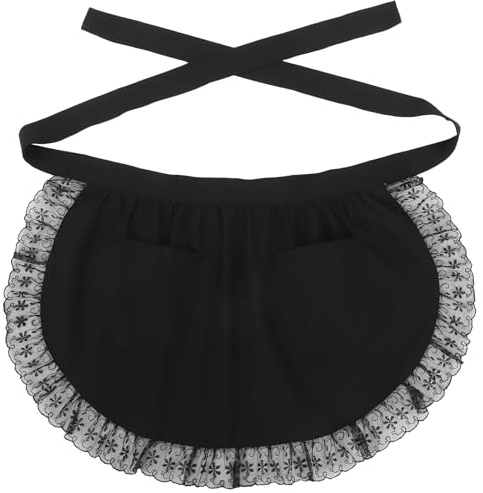 MAGICLULU Retro Lace Half Apron with Pockets Waist Apron for Kitchen Cooking Maid Cosplay Vintage Style 25.19X16.14In