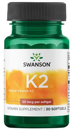 Swanson Natural Vitamin K2 (Menaquinone MK-7), 50mcg, 30 softgels, High-dose, Laboratory-Tested, Soy-Free, Gluten-Free, GMO-Free