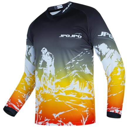 Hotlion Maglia da Ciclismo per Bambini, Radtrikot per Bambini, Mountainbike Trikot per Ragazzi a Maniche Lunghe, MTB Abbigliamento da Corsa, Ragazze BMX Shirt, 10 anni