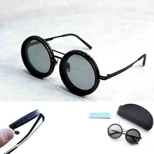 ERHNGL 1-9 Ingranaggi Arrotondati di Bicchieri Polarizzati con Lenti da Filtro Nd, Occhiali da Sole A Tinta Regolabili, per Uomini alla Spiaggia di Pesca Ombreggiata Black