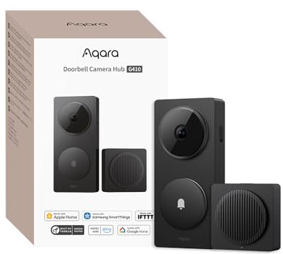 Aqara 2K Video Campanello G410 con Suoneria, HomeKit Secure Video, Hub Matter Integrato, Wireless/Cablato, Compatibile con Apple Home, Alexa, Google, Home Assistant, Wi-Fi 2.4 G/5GHz, Nero