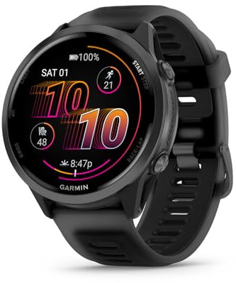 Garmin® Forerunner® 570, 47mm, Advanced GPS Running and Triathlon Smartwatch, AMOLED Display, Training and Recovery Features, Slate Gray Aluminum with Translucent Black/Black Band