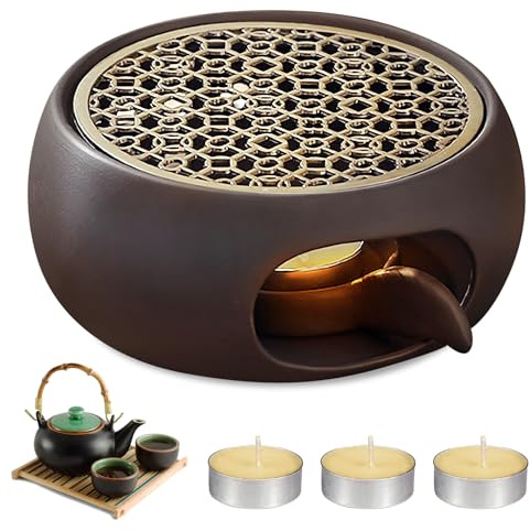 Stövchen Für Teekanne Keramik, Keramik Teestövchen, Teewärmer Mit 3 Kerzen Und Kissen, Teekannenwärmer, Stövchen Teekanne Für Getränken, Tee, Milch