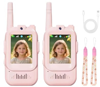 2 Piezas Juguetes Vídeo Walkie Talkie Niños | Walkie-talkies Recargables De Largo Alcance con Cámara HD & Cambiador De Voz Y Videollamada En Tiempo Real, para Niños y Niñas de 3-12 Años
