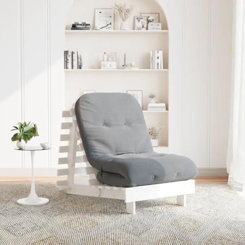 Genérico Futón sofá Cama con colchón Madera Maciza Blanco 70x206x11 cm,Mobiliario,Futones,846752