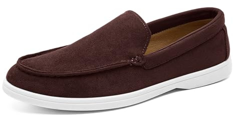 2026 Zapatos Mocasines para hombre Zapatos casuales clásicos Zapatos de conducción cómodos planos Zapatillas ligeras Zapatillas de barco, café, 48 EU
