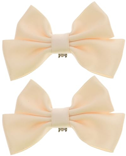 SOLUSTRE Clip per Scarpe Fiocco Decorativo Beige in Stoffa e Acciaio Inossidabile, 2 Pezzi Versatili per Accessori Scarpe da Sposa e Borsa Clutch