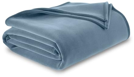 Vellux Original Queen Blanket - Soft Nylon Insulated Blanket for Bed Couch - Lightweight Machine Washable All Season - Pet Friendly Durable Wont Pill or Lint - 90x90 – Blue