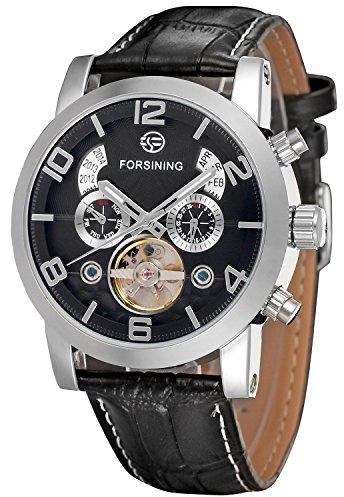 Forsining Men's Automatic Tourbillon Genuine Leather Brand Calendar Wrist Watch FSG165M3S4